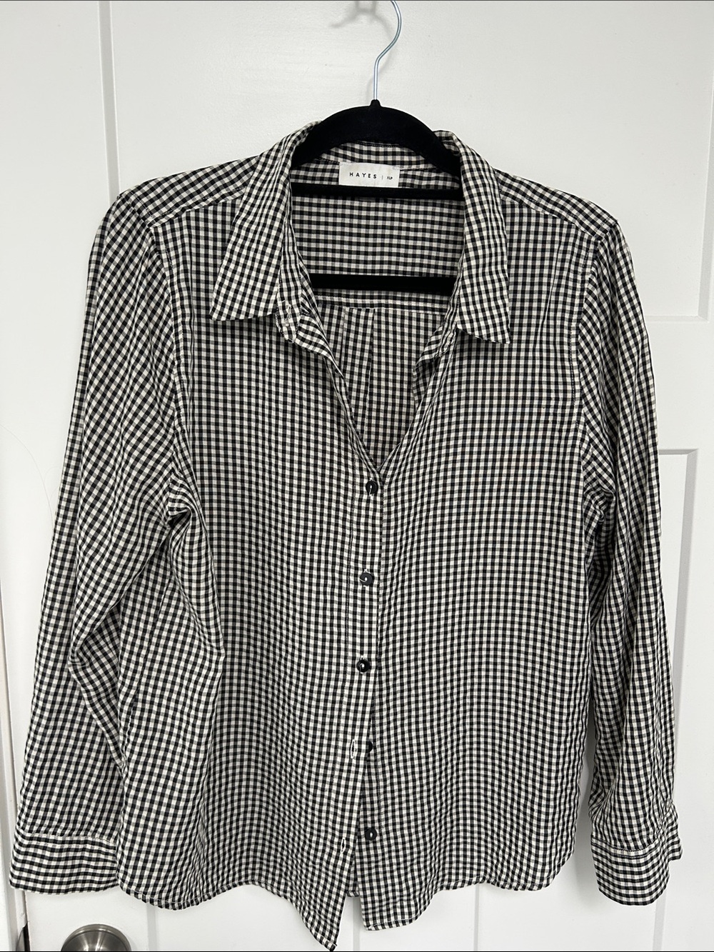 Black & White Gingham Button-Up Shirt